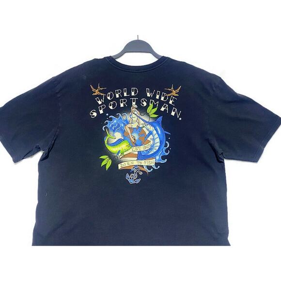 Born To Fish T-Shirt Men's Extra Large Short Sleeve Black World Wide Sportsman - Picture 6 of 8